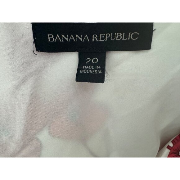 Banana Republic Red White Floral Print Sleeveless Midi Dress Size 20 2X Plus Sz - Picture 5 of 8